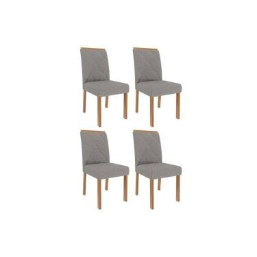 Imagem de Kit 4 Cadeiras De Cozinha Fernanda Wood 4 Un Carvalho-linho Grafite - Cimol