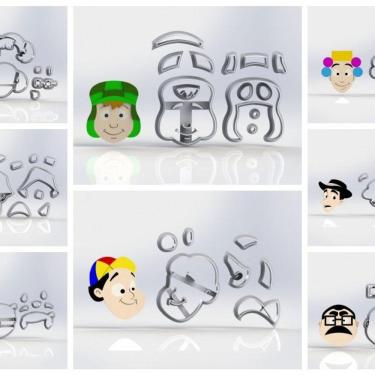 Imagem de Cortador Kit Turma do Chaves 8 Modelos Modulares Tamanho 5cm