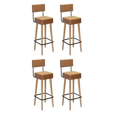 Imagem de Kit 4 Banquetas Barcelona 96cm Couríssimo Amarula - Salaone Amarula