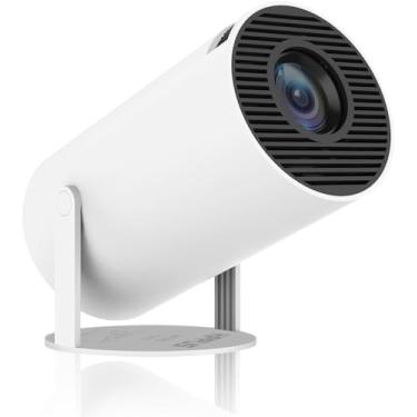 Imagem de [Suporte ajustável de 180°] Mini projetor inteligente com TV Android, projetor portátil HY300 Pro com WiFi e Bluetooth, suporte 4K, Keystone automático