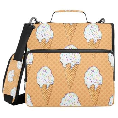 Imagem de Blueangle Fichário de 3 anéis com zíper para sorvete, capacidade para 500 folhas, com alça de ombro e alça (275)