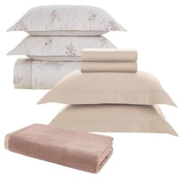 Imagem de Kit Enxoval Queen 300 Fios Karsten Lençol + Colcha + Manta, Sortido 3