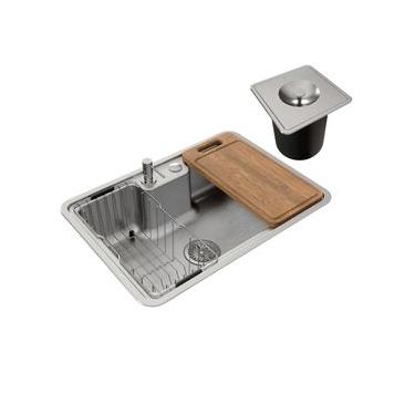 Imagem de Cuba de Sobrepor ou Embutir Docol Massima 68x48x20 cm em Aço Inox Escovado com Acessóri...