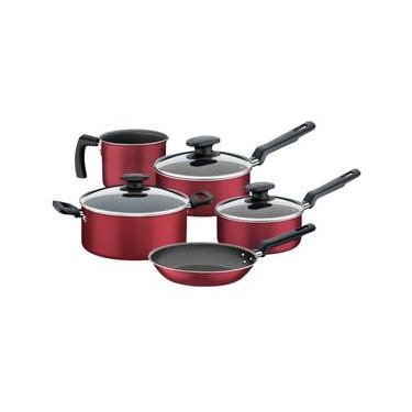 Imagem de Jogo de Panelas Tramontina Loreto 5 Peças Vermelha em Alumínio