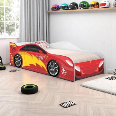 Imagem de Cama Solteiro Infantil 197x91,5cm Para Quarto Personagens K02 - D'rossi Cor Carro Vermelho