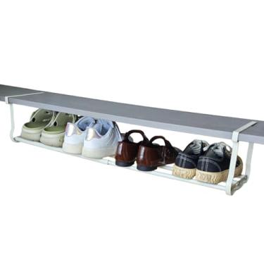 Imagem de Fliqor Suporte extensível para sapatos, organizador de guarda-roupa, suporte de metal extensível para pendurar, para armazenamento e organização (branco frio)