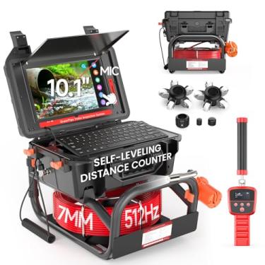 Imagem de Oiiwak Câmera De Esgoto Com Localizador 100 Pés, Cabo 7 Mm, Inspeção Drenagem Autonivelante Contador Distância, Dvr, Tela Sensível Ao Toque Hd 10,1", Teclado Sem Fio, À Prova D'Água Ip68 E 12 Luzes