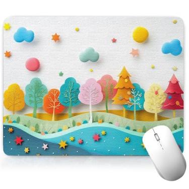 Imagem de Tapete de mesa de árvore de couro, mouse pad de arte colorida, teclado de computador, mouse pad para jogos, protetor e capa à prova d'água, capa decorativa de couro PU, tapete de mouse para laptop