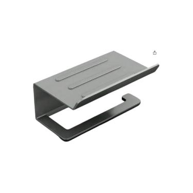 Imagem de Suporte de Banheiro Premium em Aço Inox, Preto/Cinza, 16.5 x 6 cm, com Buchas e Parafusos, Instalação Simples