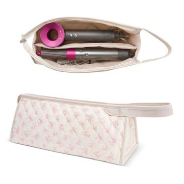 Imagem de idoltimes Bolsa de viagem acolchoada para ferramentas de cabelo, compatível com Dyson Airwrap Styler, estojo organizador floral de algodão portátil para armazenamento de acessórios Shark FlexStyle