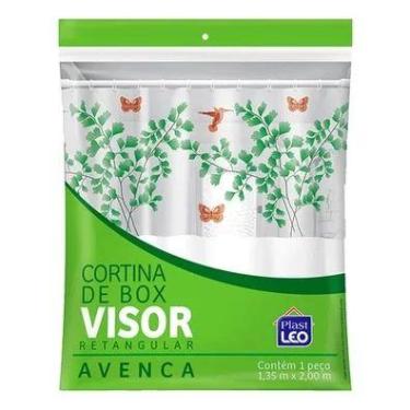 Imagem de Cortina de Box para Banheiro Vinil Com Visor Retangular 1,35x2m Estamp