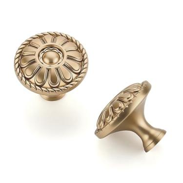 Imagem de HOME EDIT Pacote com 15 maçanetas de armário de cozinha de 3,5 cm, maçanetas de gaveta de bronze champanhe rústico para armários, cômodas, armários, banheiros e quartos