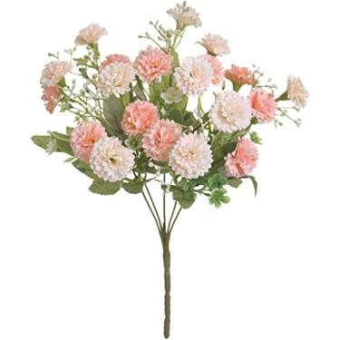 Imagem de 20 flores artificiais de cravo lilás - pequeno ramo de estilo europeu para decoração de mesa de jantar em casa - Centros de mesa vibrantes com 20 cabeças de flores