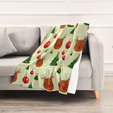 Imagem de Wassud Cobertores e mantas de Natal 152,4 x 228,6 cm, cobertor de rosto de rena para sofá, cadeira, decoração de casa