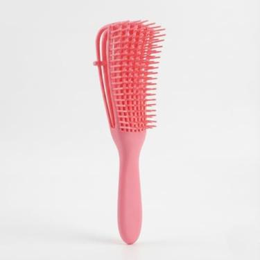 Imagem de Escova Desembaraçante para Cabelos Cacheados, Ajustável 8 Garras para Cabelos Cacheados, Lisos e Ondulados, Design Flexível para Pentear sem Danos (Rosa)