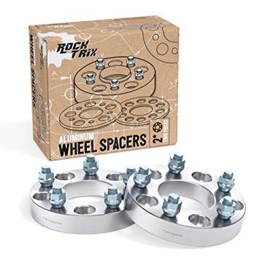 Imagem de RockTrix - 1 inch Wheel Spacers (5x5.5 to 5x5.5, 108mm Bore, 12x1.25 Studs Nuts) Compatible with Geo Tracker, Suzuki Samurai Sidekick Vitara X-90 X90 XL7 XL-7-5x139.7 25mm Silver 2pcs