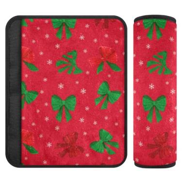 Imagem de Burbuja Capa para cinto de segurança de carro Christmas Bows Protetor de cinto de segurança de carro macio confortável para alça de ombro de assento, 1 par pequeno