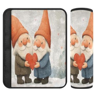 Imagem de Burbuja Capa de cinto de segurança de carro Valentine Gnome almofadas macias confortáveis protetor de cinto de segurança de carro para alça de ombro de assento de carro, 1 par pequeno