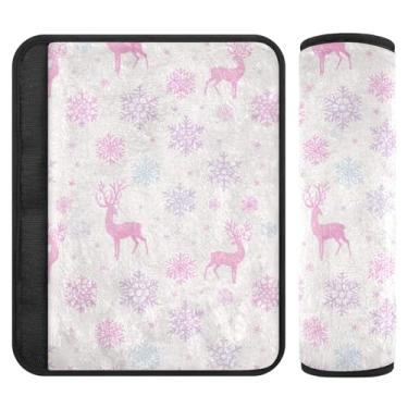 Imagem de Burbuja Capa de cinto de segurança de carro de flocos de neve de veado protetor de cinto de segurança de carro macio confortável para alça de ombro de assento, 1 par médio