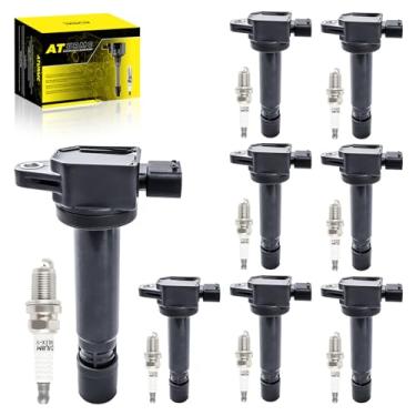 Imagem de ATURMC Conjunto de 8 bobinas de ignição UF574 e velas de ignição de irídio compatíveis com Volvo 2007 2008 2009 2010 S80 2005 2006 2007 2008 2009 2010 2011 Volvo SC90 V8 4 Substituições .4L # 8687939