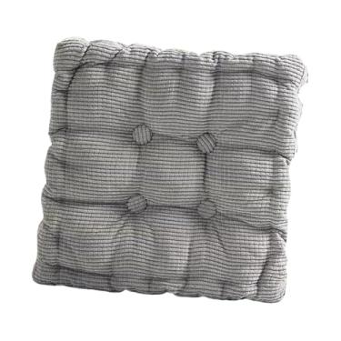 Imagem de KiBcsLic Almofada em formato de biscoito, confortável, macia e simples, para cadeira ou chão, ideal para sala de estar ou escritório, Cinza Claro