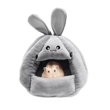 Imagem de Copfeu Cama esconderijo de porquinho-da-índia – Casa pequena para animais de estimação com fundo removível para coelhos, chinchilas, furões – pelúcia grossa, caverna aconchegante e quente, couro fácil