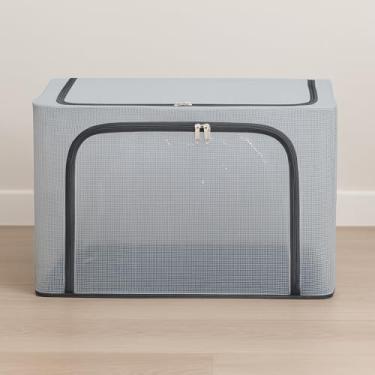 Imagem de Caixa Organizadora Multiuso, 49 x 39 x 32 cm, 66 Litros, PVC/Poliéster/MDF/Metal, Organizador para Roupas e Objetos