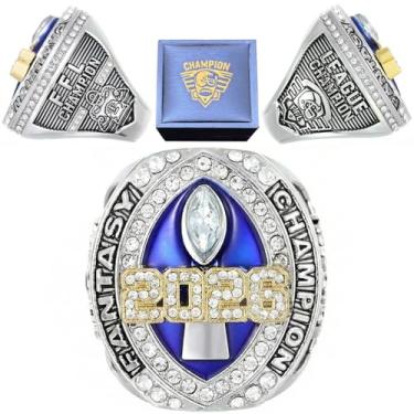 Imagem de Numfog Anel de futebol de fantasia com troféu de caixa de anel, 11, Alumínio, classe