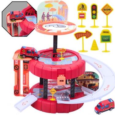 Imagem de Estacionamento de Bombeiros Elevador de Carrinhos Brinquedo Infantil -