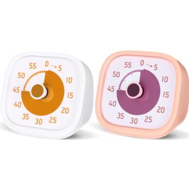 Imagem de AmazingSpark Pacote com 2 Temporizadores Visuais de 60 Minutos Temporizador de Contagem Regressiva Colorido para Materiais de Escola Domiciliar, Ferramenta de Gerenciamento de Tempo de Escritório em