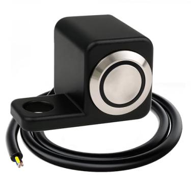 Imagem de Gebildet Interruptor de botão Momentary Blue LED 12-24V/5A para motocicleta ATV IP67 à prova d'água para farol de perigo de freio e neblina (direito G)