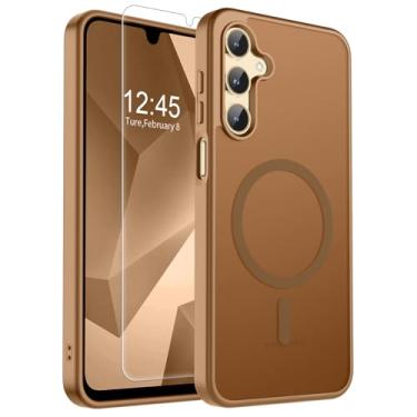 Imagem de SUPFINE Capa magnética para Samsung Galaxy A16 5G com protetor de tela, (compatível com MagSafe) (proteção contra quedas de grau militar), fina, translúcida, à prova de choque, marrom