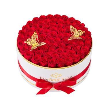 Imagem de Eterfield 77 peças de rosas preservadas em uma caixa, flores para sempre, rosas que duram um ano, caixa de rosas, presentes para mulheres, esposa, dia dos namorados, dia das mães (rosas vermelhas,