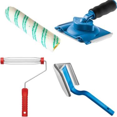 Imagem de Pad Para Pintura Acabamento Recorte + Pad 90° Para Pintura Cantos Recorte + Suporte Garfo 23cm + Rolo 23cm 8mm