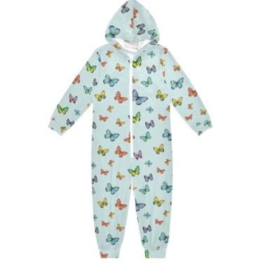 Imagem de Macacão infantil unissex fofo borboleta azul pastel peça única roupas para casa meninos meninas 4 anos, Borboleta fofa azul pastel, 5-6 Anos