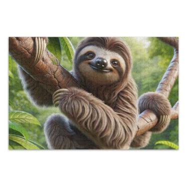 Imagem de Happy Sloth Tree 500 Piece Puzzles for Adults, Adult Jigsaw Puzzles Families Pieces Fit Together Ideally