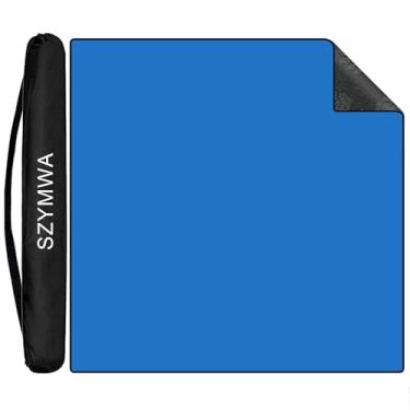 Imagem de ALANGDUO Tapete Mahjong com bolsa de transporte preta, capa de mesa antiderrapante e com redução de ruído para Mahjong, pôquer, jogos de cartas, dominó, jogos de tabuleiro, tapete antiderrapante (azul