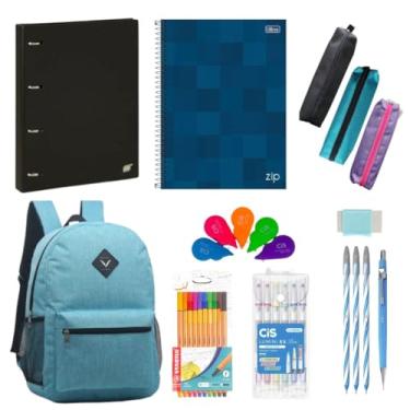 Imagem de Kit Material Escolar Aluno Colorido 26 Itens com Mochila