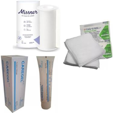 Imagem de Kit Curativo 01 Gel Caregel + 01 Fita + 05 Gazes Compressa