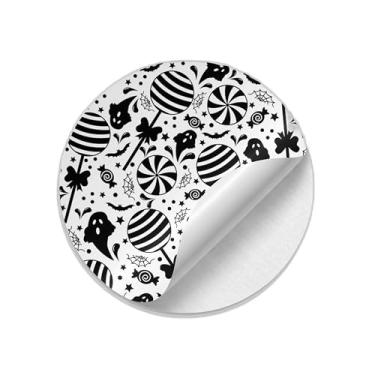 Imagem de Ladrilho Decorativo de Cerâmica Halloween Padrão de Doces em Preto e Branco