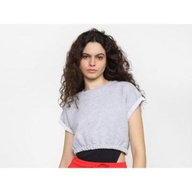 Imagem de Top Cropped Moletom Vista Magalu Elástico Barra Sport Vintage-Feminino