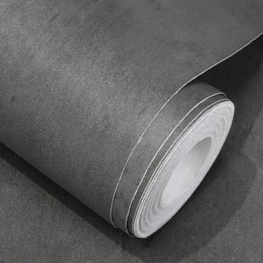 Imagem de WADILE Papel de parede de concreto preto cinza 15,7" * 354", papel de contato de cimento 3D fosco texturizado, puxar e colar de papel de parede autoadesivo e removível