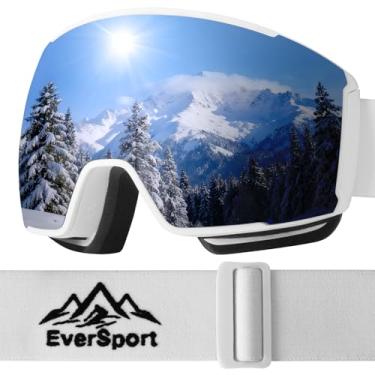 Imagem de EverSport Óculos de esqui para homens e mulheres, óculos de snowboard de visão ampla, óculos de neve OTG antiembaçamento com lentes intercambiáveis - Óculos de revestimento Revo, 100% de proteção UV
