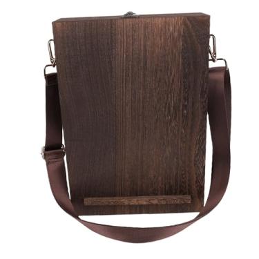 Imagem de GOTOTOP Bolsa de Ferramentas Portátil para Artista, Caixa Mensageiro de Madeira 2 Clipes retrô 5 Presilhas Elásticas 3 Tiras Elásticas Alça de Ombro Ajustável Removível para Escritores