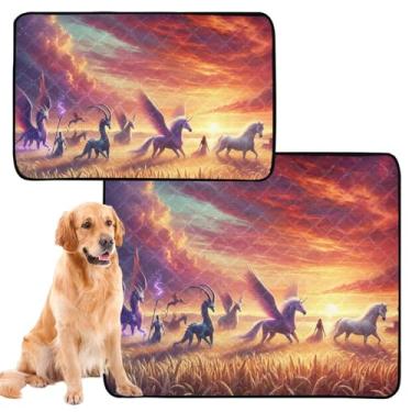 Imagem de Almofadas laváveis para animais de estimação Monstros Cavalos para animais de estimação, reutilizáveis, para gatos, tapete impermeável para gaiolas de cachorro, absorventes de parto, médio + grande