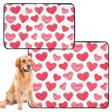 Imagem de Almofada de xixi para gatos de estimação branco rosa e reutilizável lavável para cães tapete impermeável para gaiolas absorventes de cachorro, almofadas de penico, médio + grande, conjunto de 2