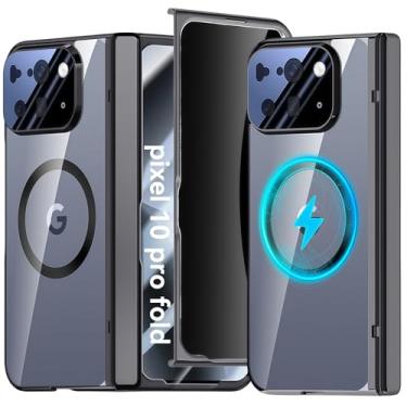Imagem de YQODSZ Capa magnética para Google Pixel 10 Pro Fold, compatível com Magsafe, protetor de tela de privacidade, capa de dobradiça, capa protetora de policarbonato rígido à prova de choque para Google