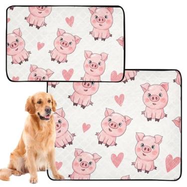 Imagem de Almofadas de xixi laváveis para cães, leitões cor-de-rosa, gatos bege, reutilizáveis, absorventes para cães, tapetes de adestramento de cães, à prova d'água, tapete de cercadinho para cães, médio +