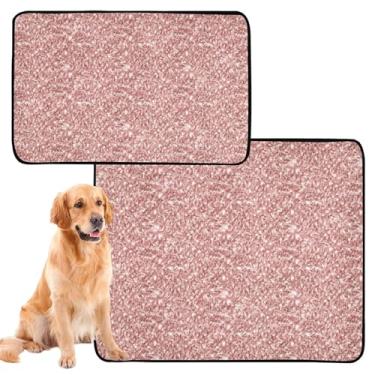 Imagem de Almofada de xixi para animais de estimação em ouro rosa brilhante, reutilizável, lavável para cães, impermeável, tapete de gaiola de cachorro, fofo, absorvente, médio + grande, conjunto de 2
