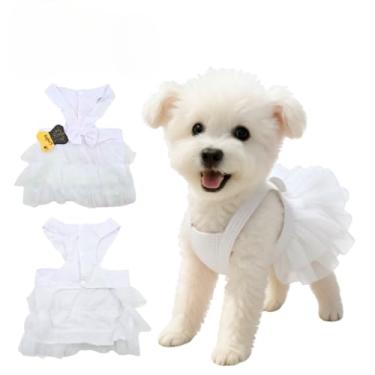 Imagem de Vestido para Pets Estilo Festa com Saia Volumosa – Roupa de Verão para Cães e Gatos(L,Branco)
